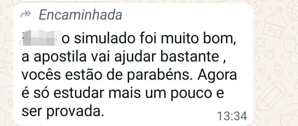 Depoimento de aluno sobre simulado e apostila da Águia Educação