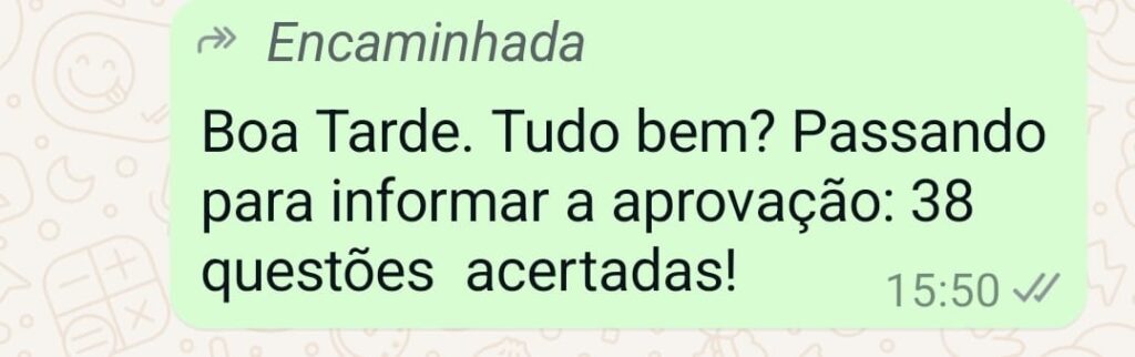 Depoimento de aprovação em certificação após capacitação da Águia Educação