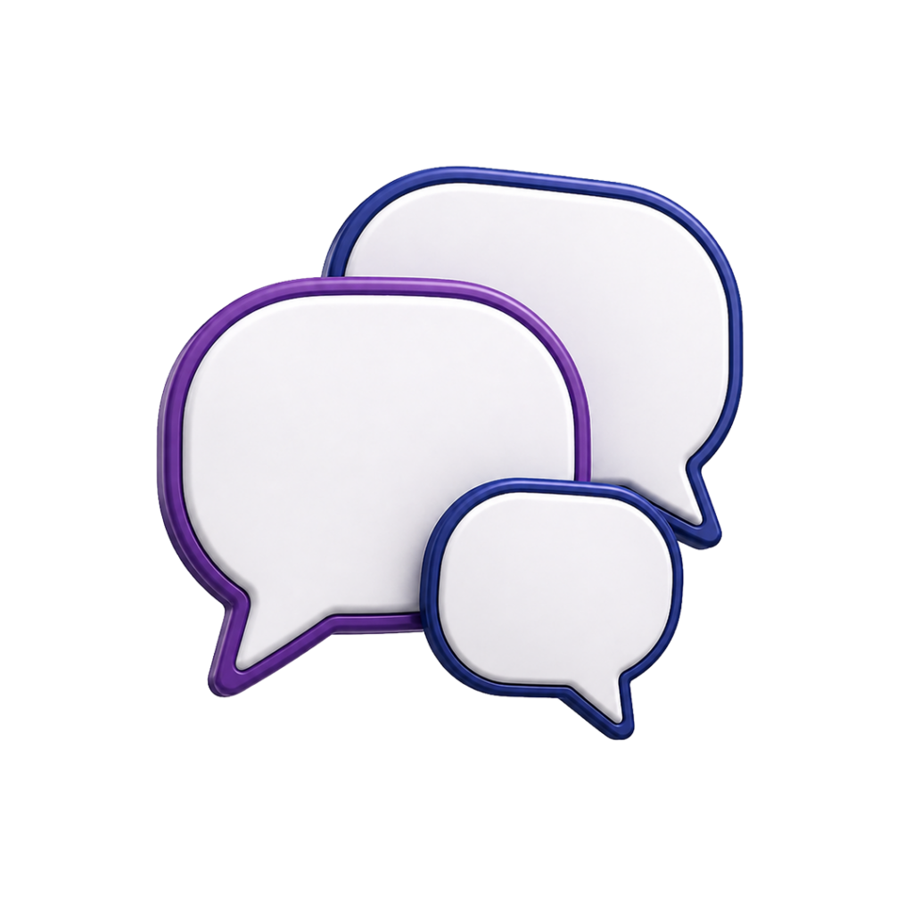 Ícone de balões de conversa representando informações e atendimento da Águia Educação