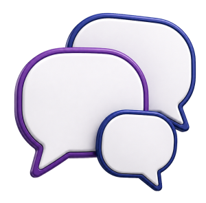 Ícone de balões de conversa representando informações e atendimento da Águia Educação